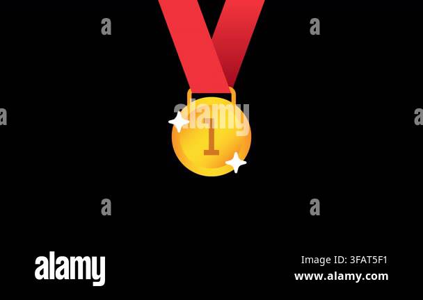 First second and third place medal set. Transparent background. Looped ...