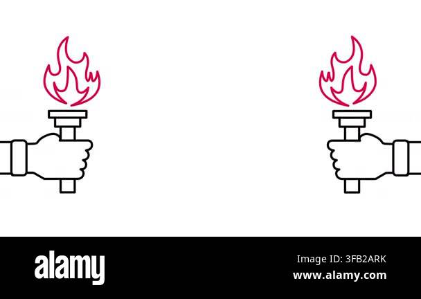 Two separate hands each hold a lit torch icon with bright flames facing ...