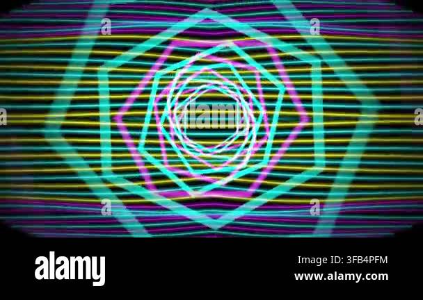 Abstract neon triangle warp tunnel with seamless geometric grid ...