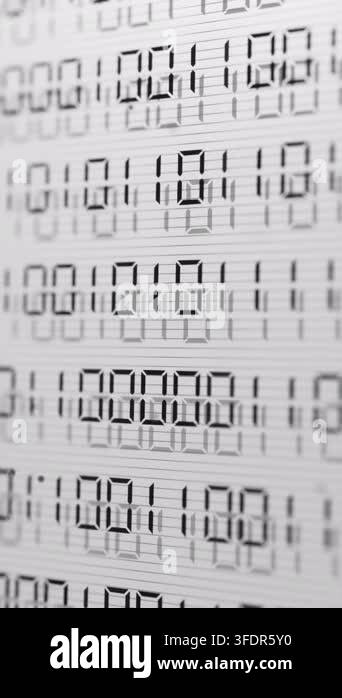 Abstract seamless 3D loop of monochrome binary code moving through a ...