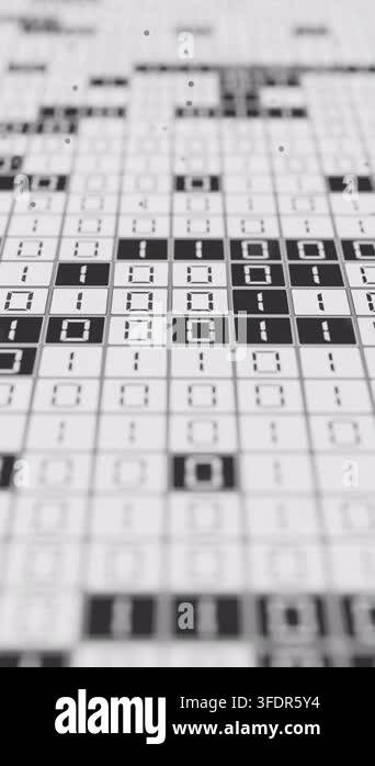 Seamless loop 3D animation of black binary code on a bright white ...