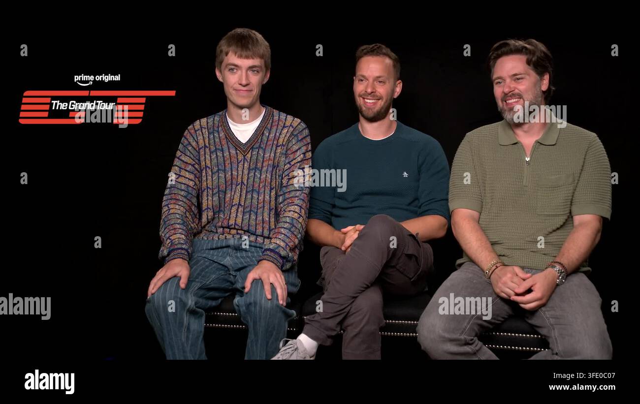 The Grand Tour s New Hosts Speak Ahead Of New Season Stock Video the-grand-tour-s-new-hosts-speak-ahead-of-new-season-stock-video