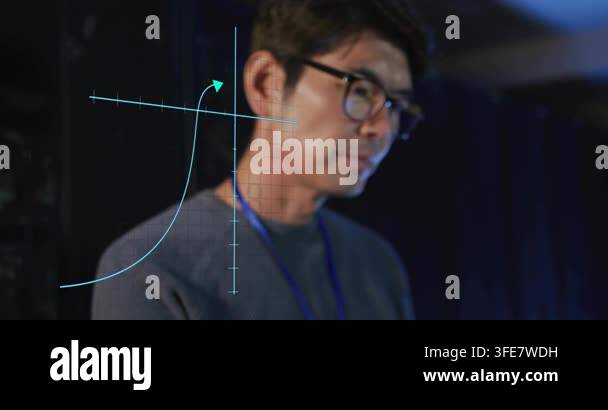 Vertical video: Overlay animating Korean man turning on stage viewing ...