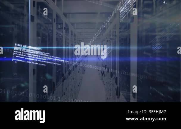 Data Manager Panel Thin blue light scan initiating binary streams, code panels crossing ...