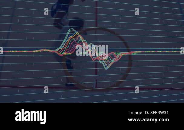 Four men stepping toward hoop, causing waveform peaks while moving ...