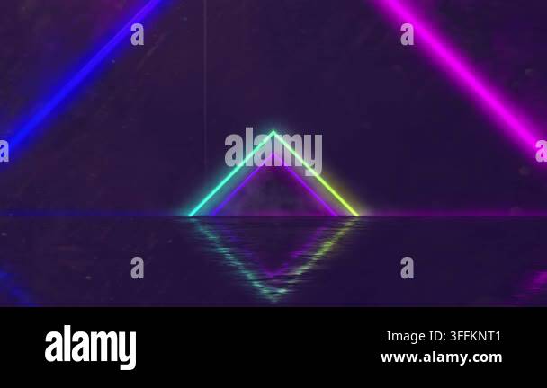 Animation of interference over colorful triangles on black background ...