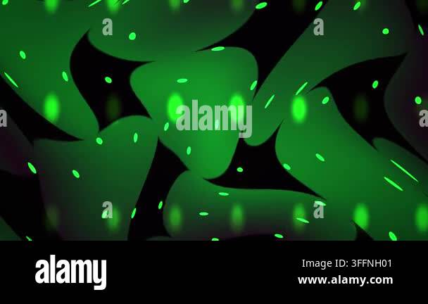 A dynamic abstract animation with flowing green shapes and shimmering ...