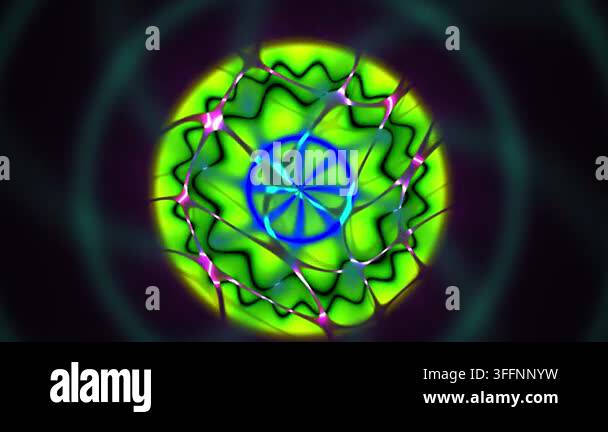 A mesmerizing digital animation featuring a rotating neon green and ...