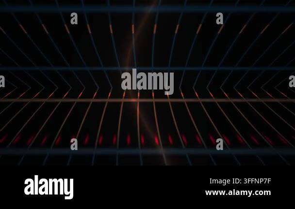 Abstract blue and red light grid animation showing a futuristic network ...