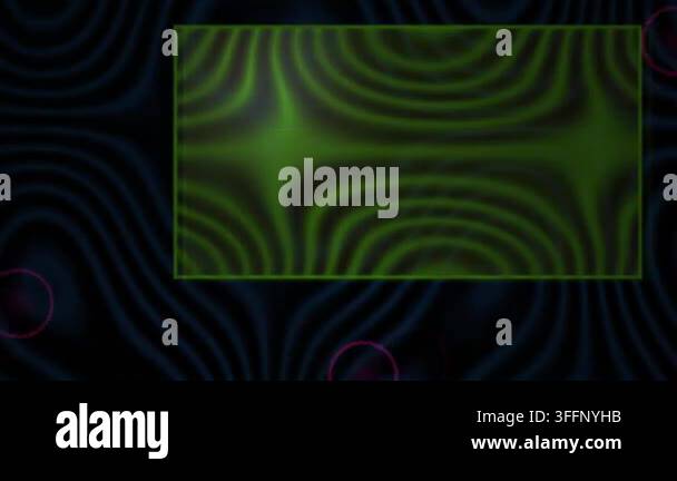 Green wave pattern moves dynamically with pink circles on a dark grid ...