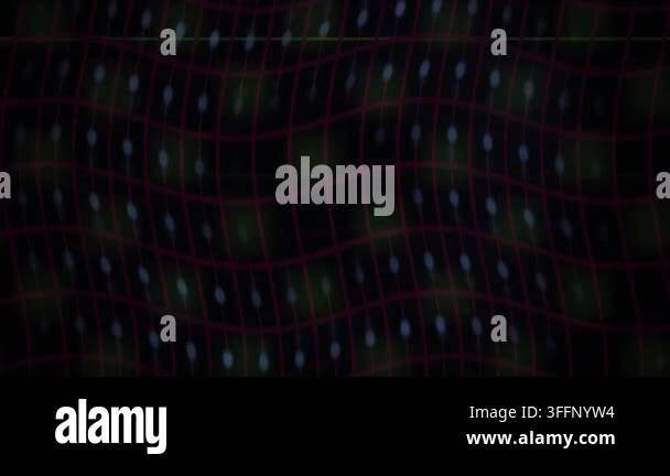 grid wave pattern moves dynamically on a dark background with glowing ...