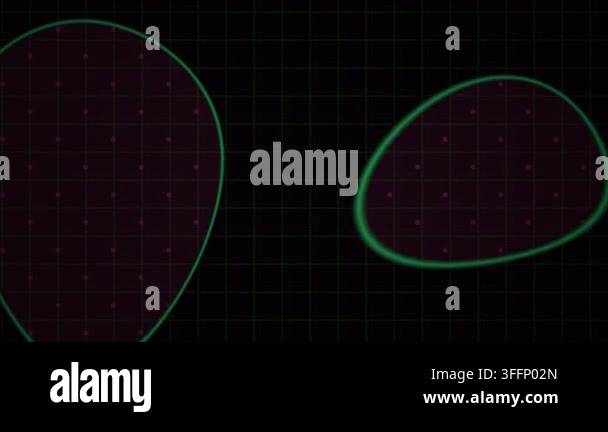 Complex Math Equation Background Mathematics visualized as glowing green curves and pink dots on a dark ...