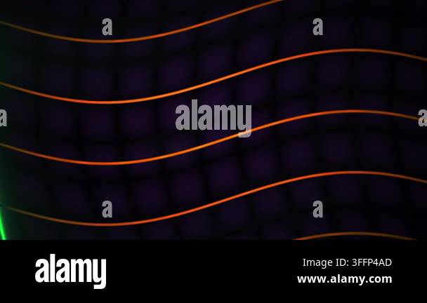 Glowing lines move dynamically across a dark grid creating a vibrant ...