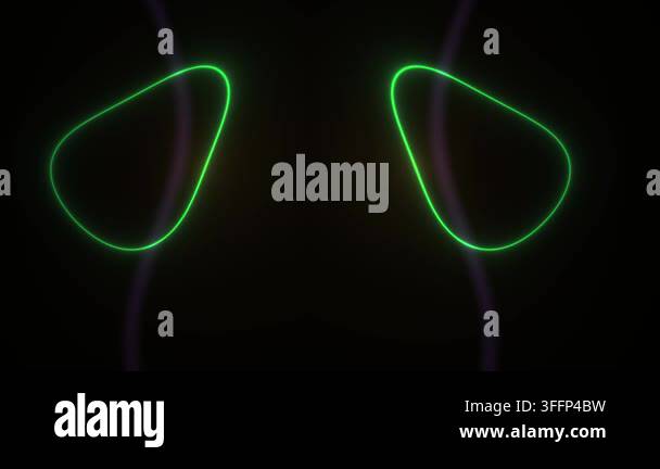 Glowing green eyes pulsing in darkness creating abstract sci fi motion ...