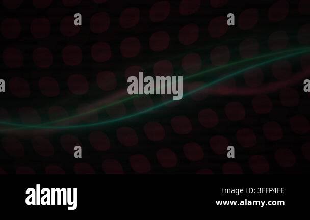 Glowing green wave lines flow dynamically across a dark dotted grid ...