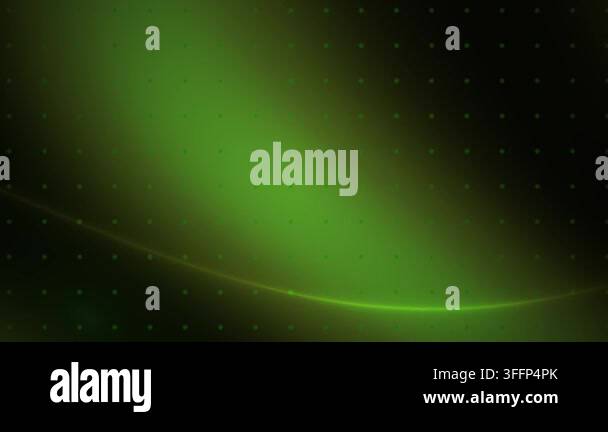 green abstract background features a glowing line wave moving ...