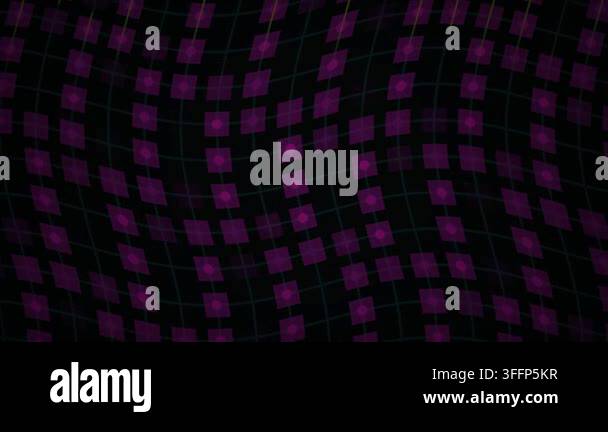 Purple grid of glowing squares undulates in a dynamic wave pattern with ...