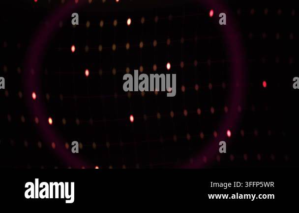 red lights form a glowing grid pattern against a dark background ...
