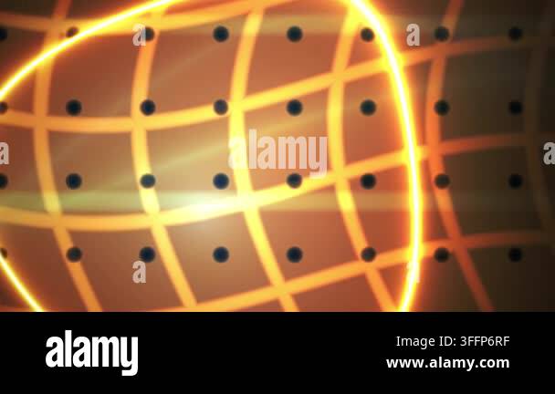 Abstract glowing orange digital network globe animation features a ...