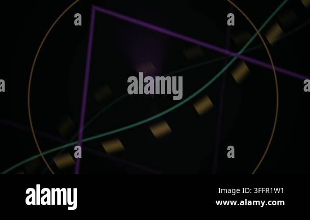 A dynamic abstract animation showcasing geometric shapes, glowing light ...