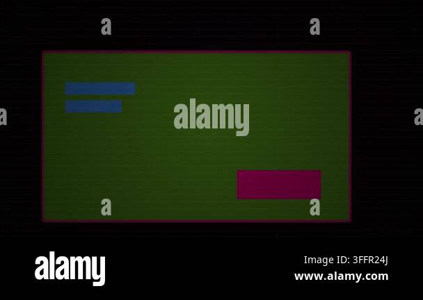 A dynamic digital animation featuring a green background with glitching ...