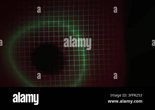 A dynamic abstract animation featuring a glowing green grid pattern ...