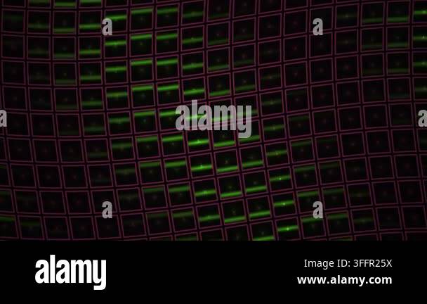 A dynamic abstract animation featuring a shifting grid of glowing neon ...
