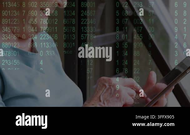 Increasing Number Animation Animation of increasing numbers over senior caucasian woman using ...