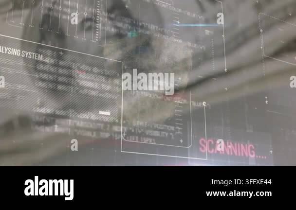 Animation of data processing over banknotes. global business, gambling ...