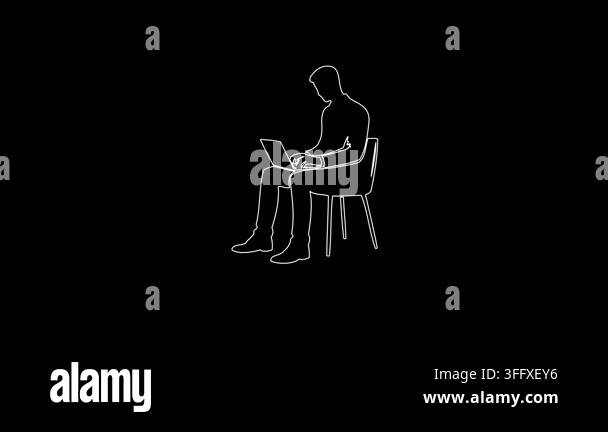 Computer Typing Drawing Self drawing animation of one continuous line forming the silhouette of ...
