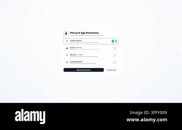 A clean digital interface displays an app's privacy and permissions ...