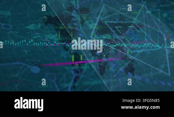Animation of financial data processing and plexus networks over world ...