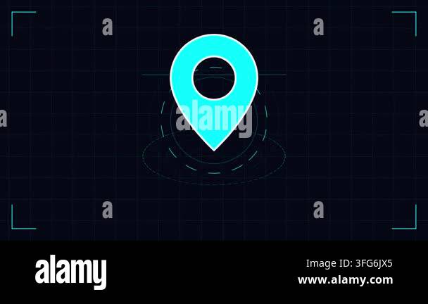 Minimalist Localization Mark Icon Animation on Black Background Stock ...