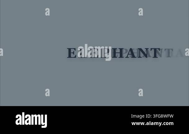 Elephant text typography motion graphics minimalist grey background ...