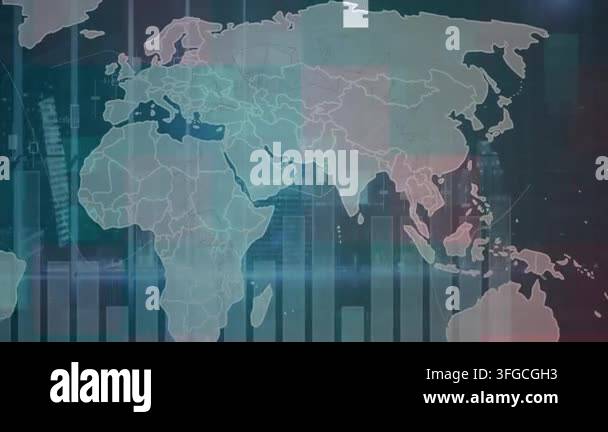 Animation of multiple changing numbers over world map and statistical ...