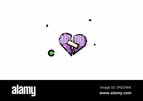 Animated broken heart sticker with modern graphics for icons, web ...