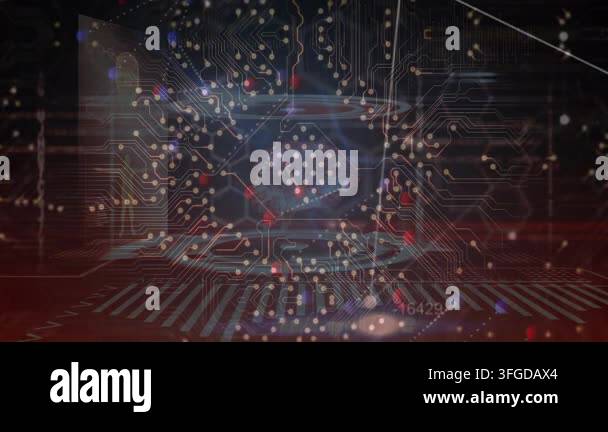 Animation of dna strand over computer circuit board and data processing ...
