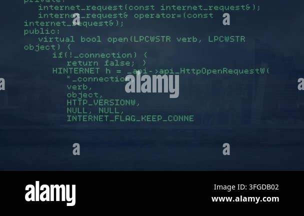 Animation of computer language moving on black background. Digitally ...