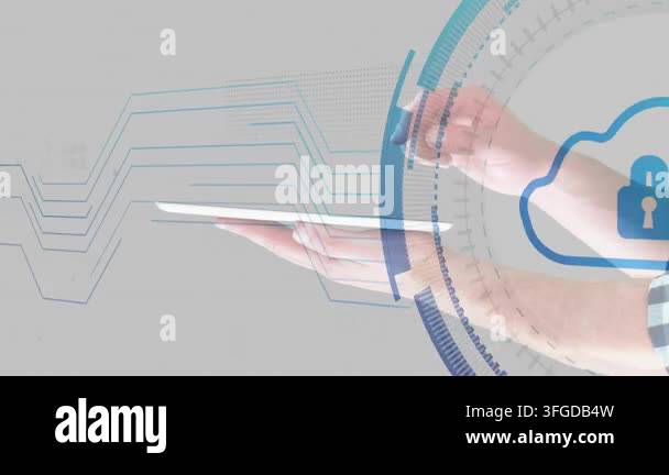 Hand Right File Left hand holding tablet triggers right tapping creating secure cloud ...