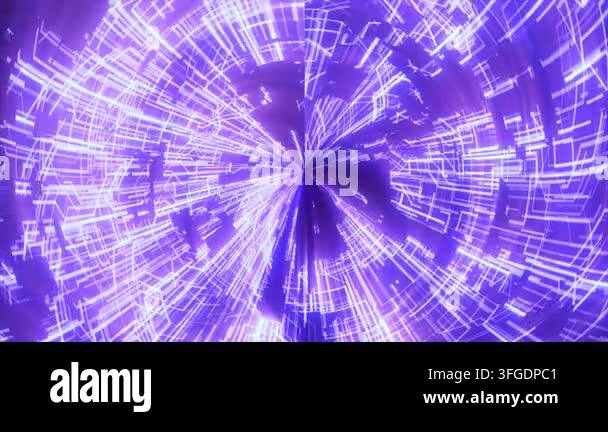 Abstract digital glowing vibrant purple light frame vortex creating a ...