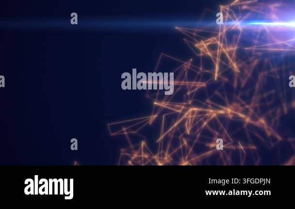 Abstract golden polygonal network of glowing lines and nodes forming a ...