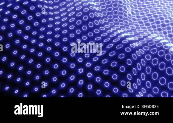 Teal-toned glowing hexagonal mesh curving into a futuristic wave ...