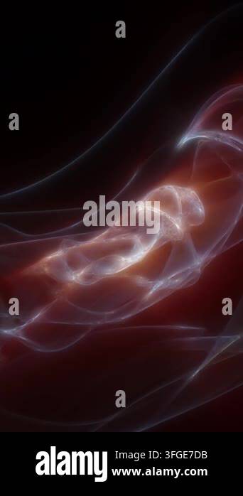 Abstract translucent organic shape glowing in red and white tones ...