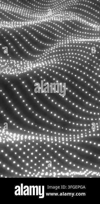 Monochrome white dotted wave pattern forming a smooth digital surface ...