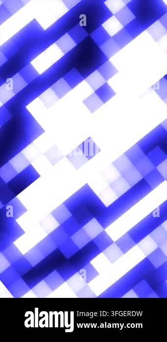 Abstract blue and white geometric blocks forming a pixelated diagonal ...