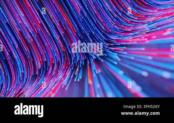 Glowing neon light trails at a diagonal angle in vibrant blue and pink ...