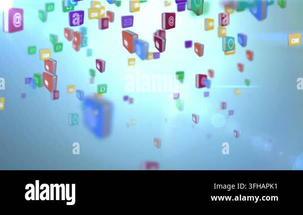 Animation of digital icons over blue background. Global business ...