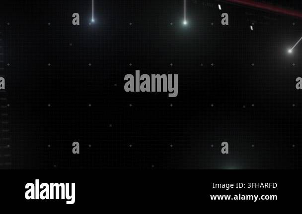 Animation of glowing light trails moving over data processing against ...