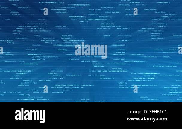 Abstract blue technology video background featuring moving programming ...