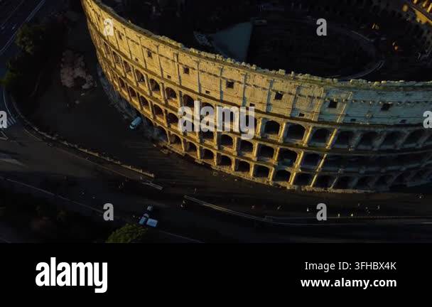 Majestic aerial shot capturing the iconic colosseum in rome, italy. The ...